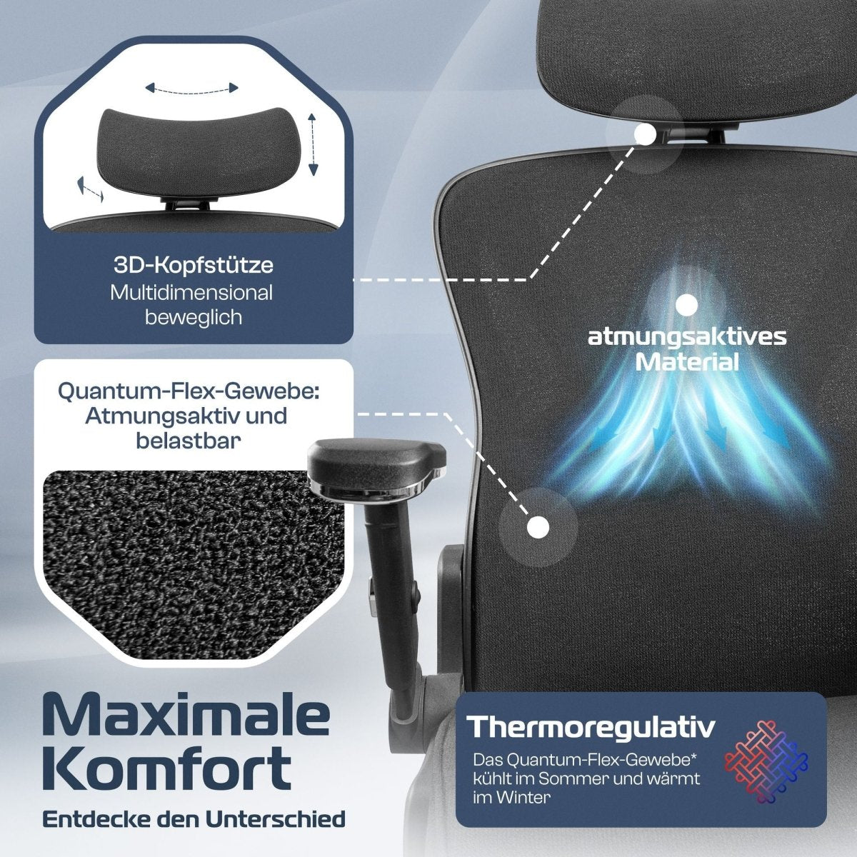 CLOUVOU PowerSeat - Ergonomischer extra breiter Bürostuhl - Clouvou Creme
