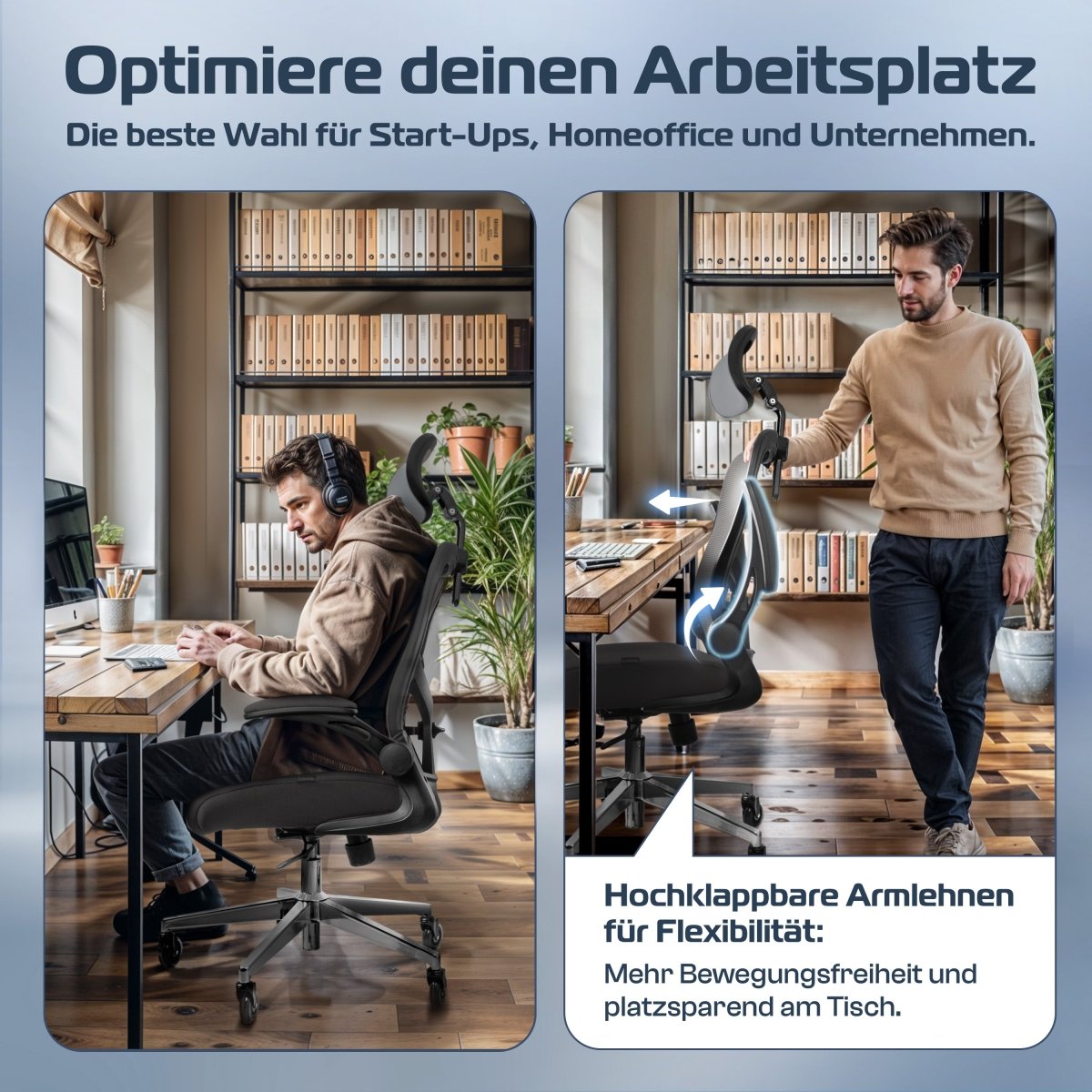 CLOUVOU SmartSeat – Ergonomischer Bürostuhl "Dein verlässlicher Begleiter im Arbeitsalltag" - Clouvou#farbe_grau