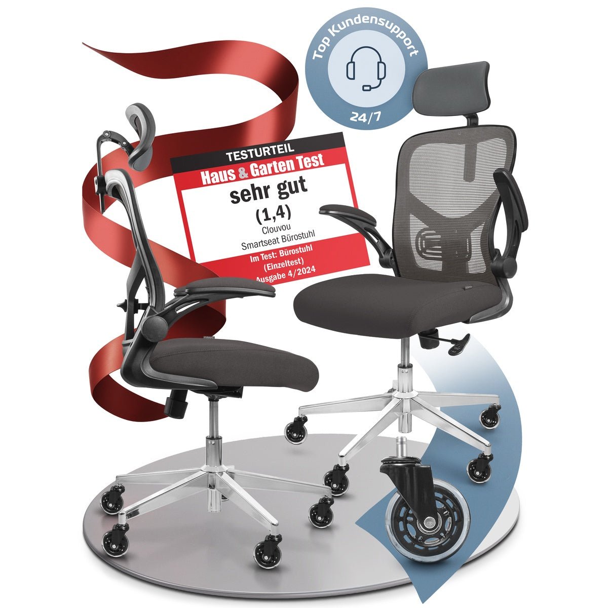 CLOUVOU SmartSeat – Ergonomischer Bürostuhl "Dein verlässlicher Begleiter im Arbeitsalltag" - Clouvou#farbe_grau