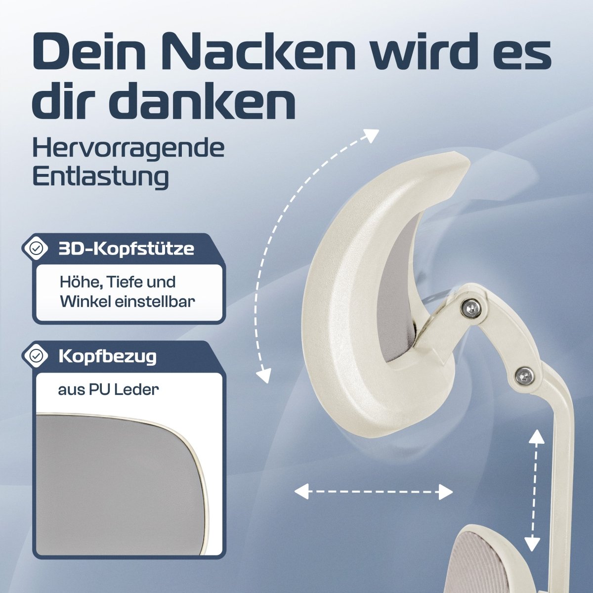 CLOUVOU SmartSeat – Ergonomischer Bürostuhl "Dein verlässlicher Begleiter im Arbeitsalltag" - Clouvou#farbe_creme