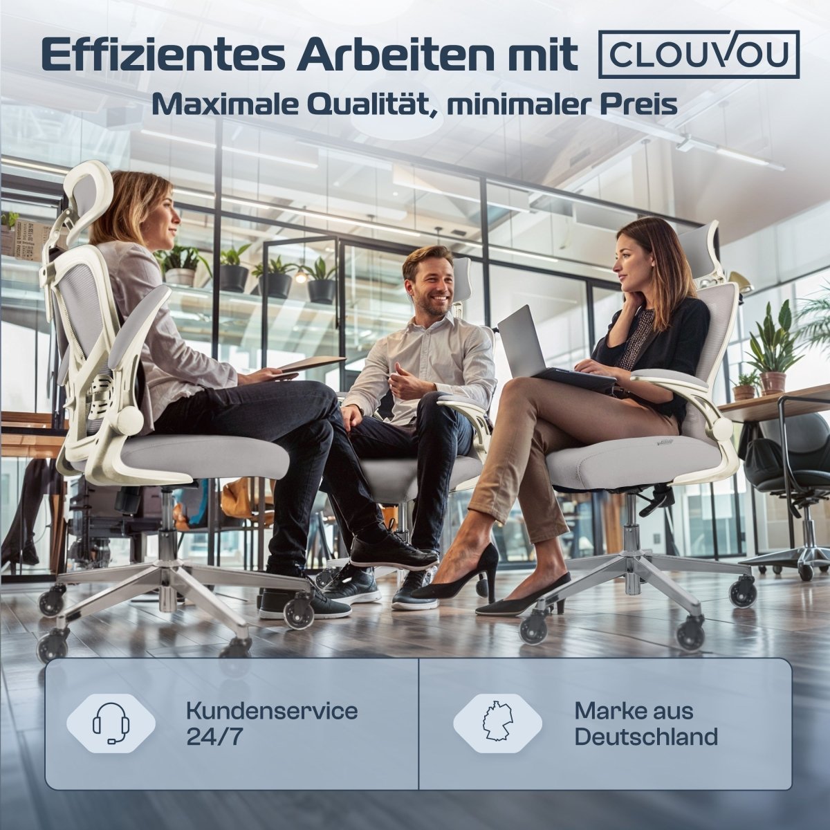 CLOUVOU SmartSeat – Ergonomischer Bürostuhl "Dein verlässlicher Begleiter im Arbeitsalltag" - Clouvou#farbe_creme