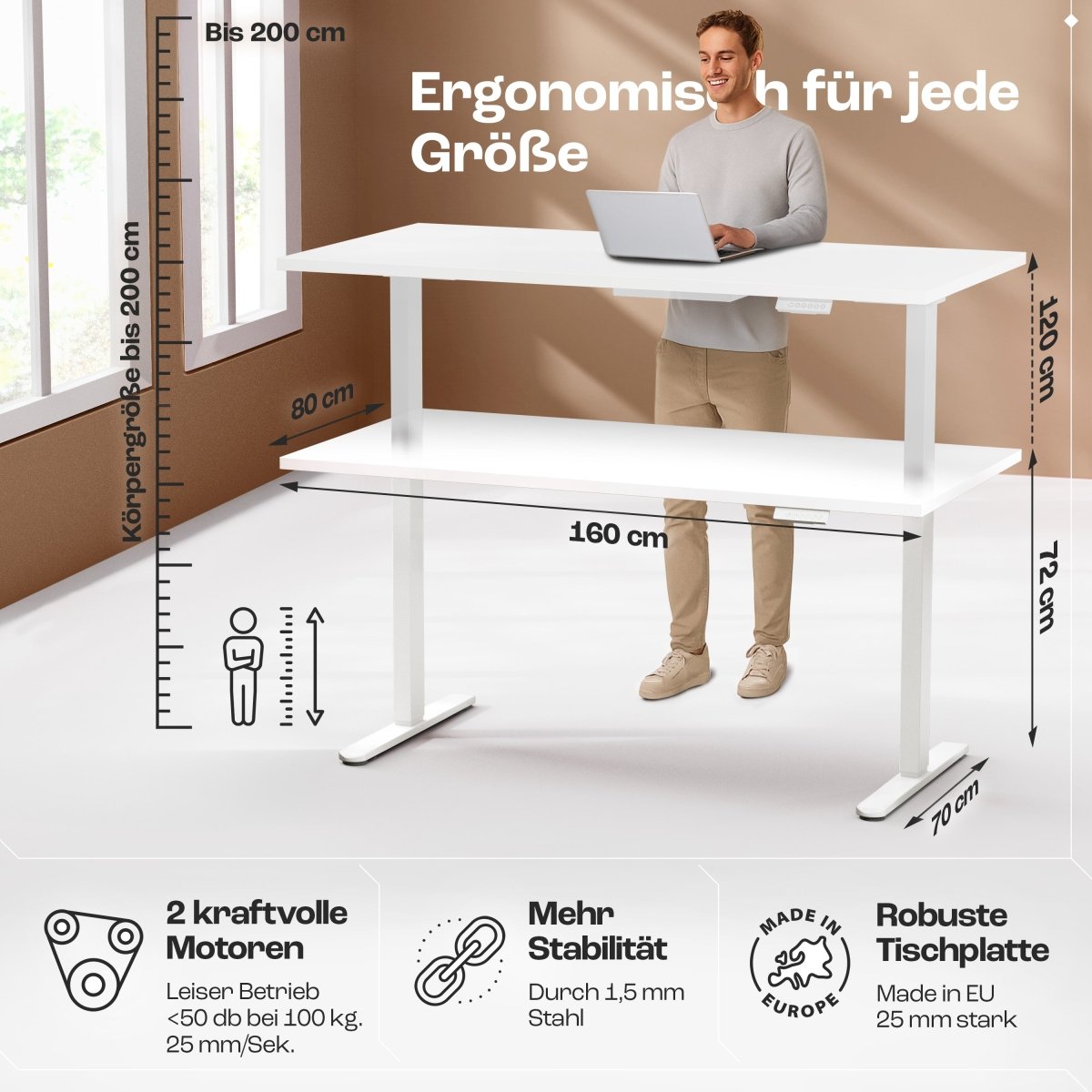 CLOUVOU x WINTONCOVE Höhenverstellbarer Schreibtisch mit Dual - Motor & sauberem Kabel - Versteck - Clouvou#farbe_weiss-weiss