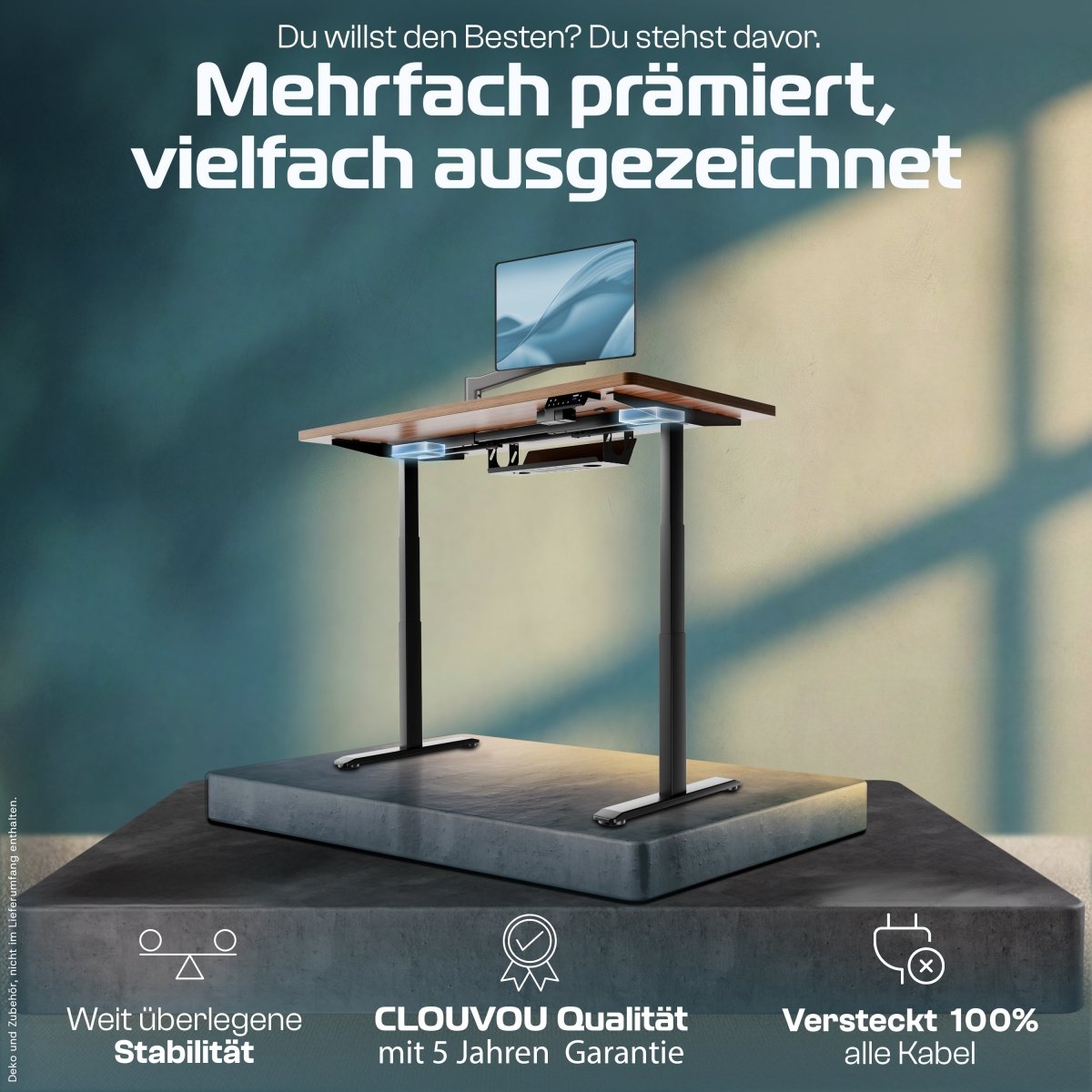 MasterDesk – Premium höhenverstellbarer Schreibtisch mit Dual - Motor - Clouvou 160 x 80cm