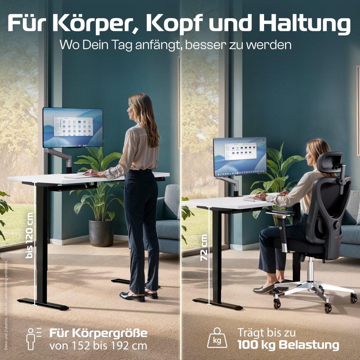 CleverDesk – Elektrisch höhenverstellbarer Schreibtisch - Clouvou 160 x 80cm