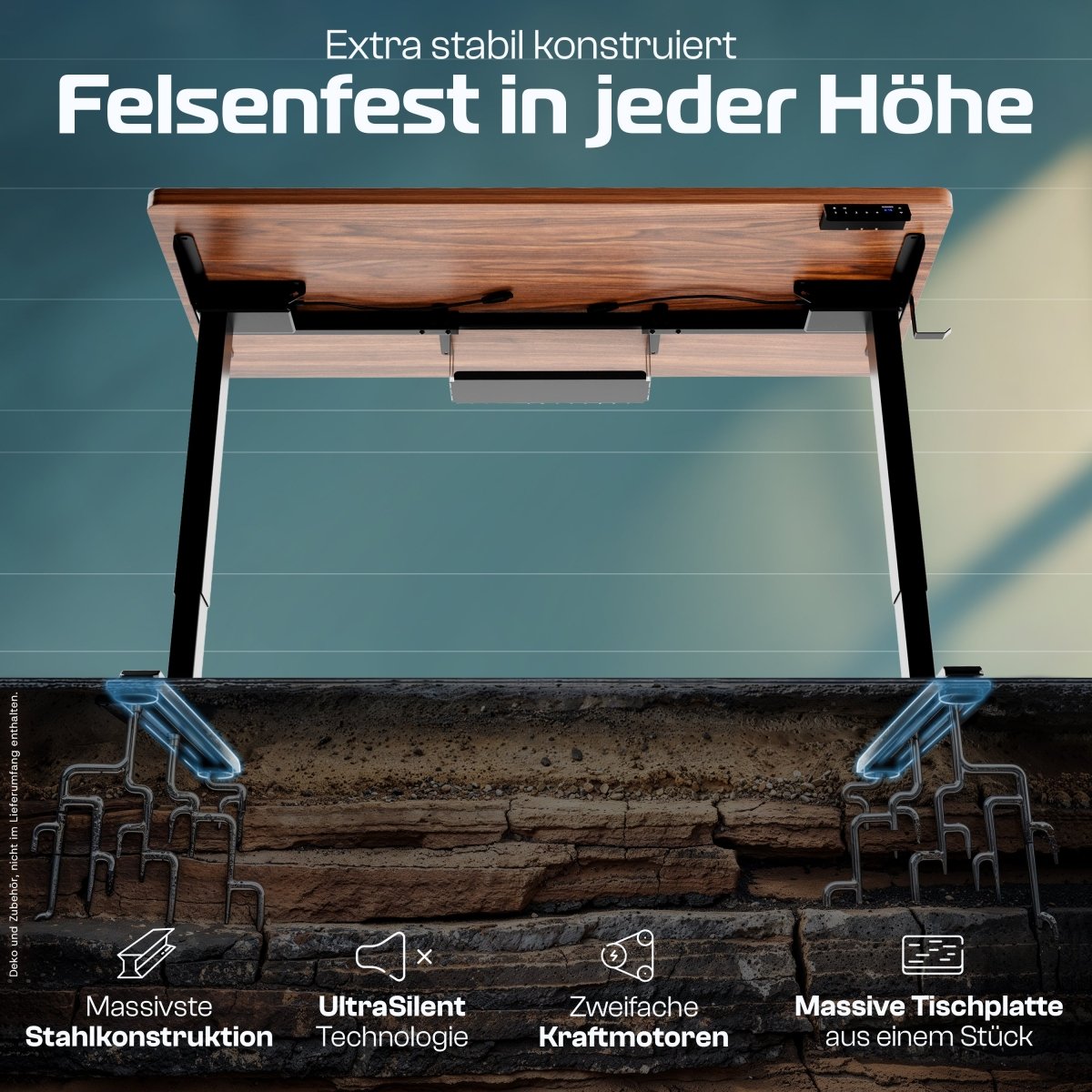CleverDesk – Elektrisch höhenverstellbarer Schreibtisch - Clouvou 160 x 80cm