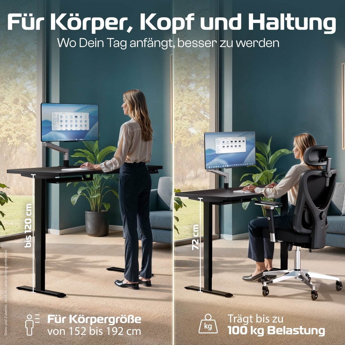 CleverDesk – Elektrisch höhenverstellbarer Schreibtisch - Clouvou 160 x 80cm
