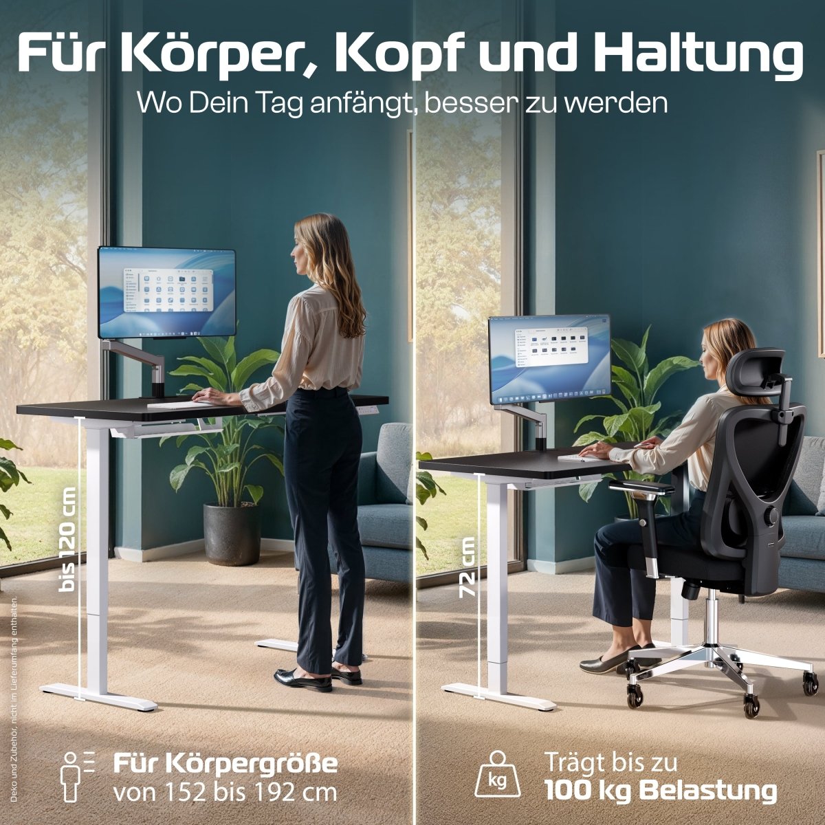 CleverDesk – Elektrisch höhenverstellbarer Schreibtisch - Clouvou 160 x 80cm