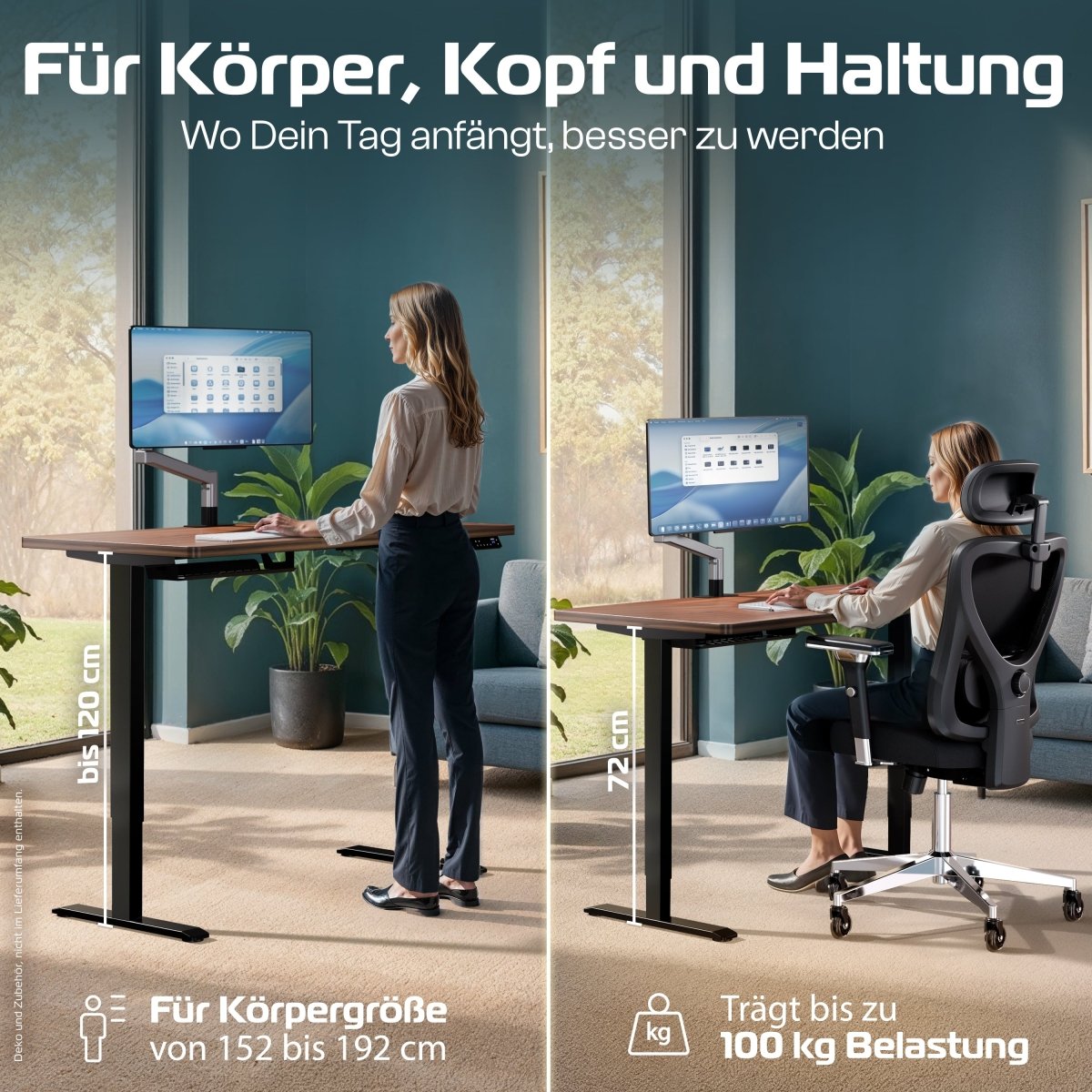 CleverDesk – Elektrisch höhenverstellbarer Schreibtisch - Clouvou 160 x 80cm