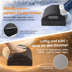 CLOUVOU CleverRest – Fußstütze mit Wärmetasche | 2 Höhenstufen - Clouvou