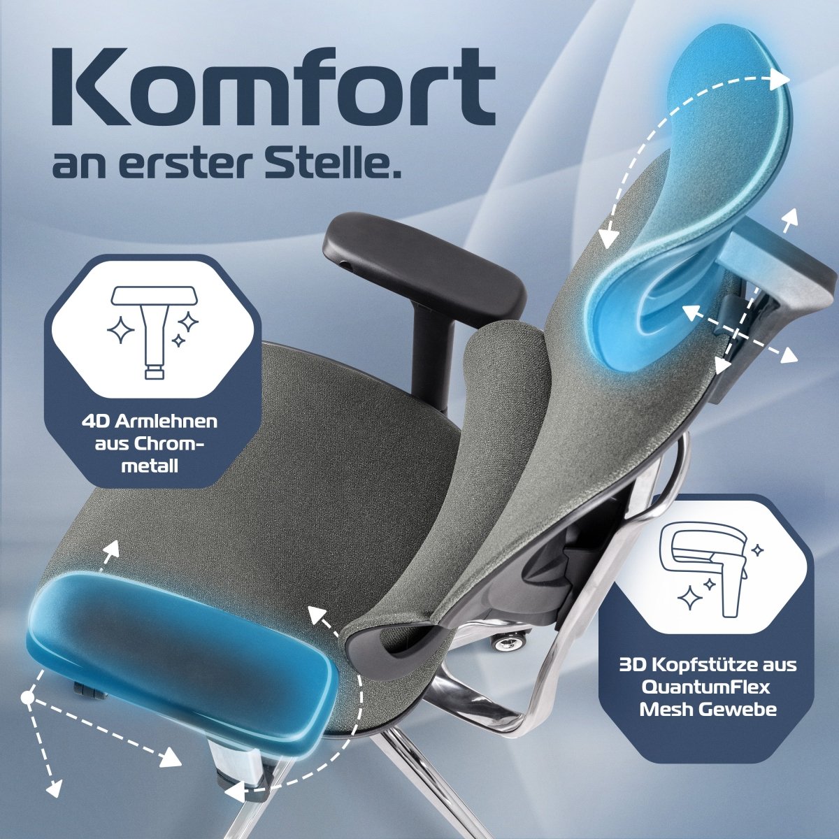 CLOUVOU MasterSeat – Ergonomischer Bürostuhl "Sitzen wie ein König – Komfort neu definiert" - Clouvou