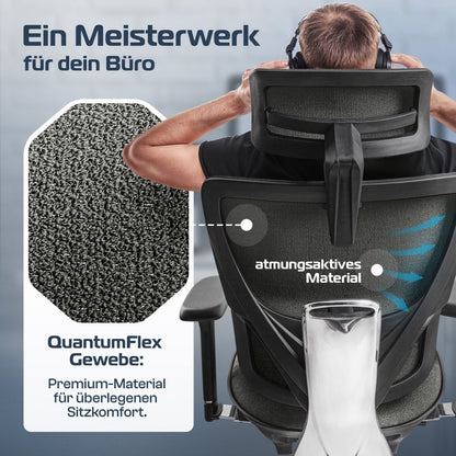 CLOUVOU MasterSeat – Ergonomischer Bürostuhl "Sitzen wie ein König – Komfort neu definiert" - Clouvou