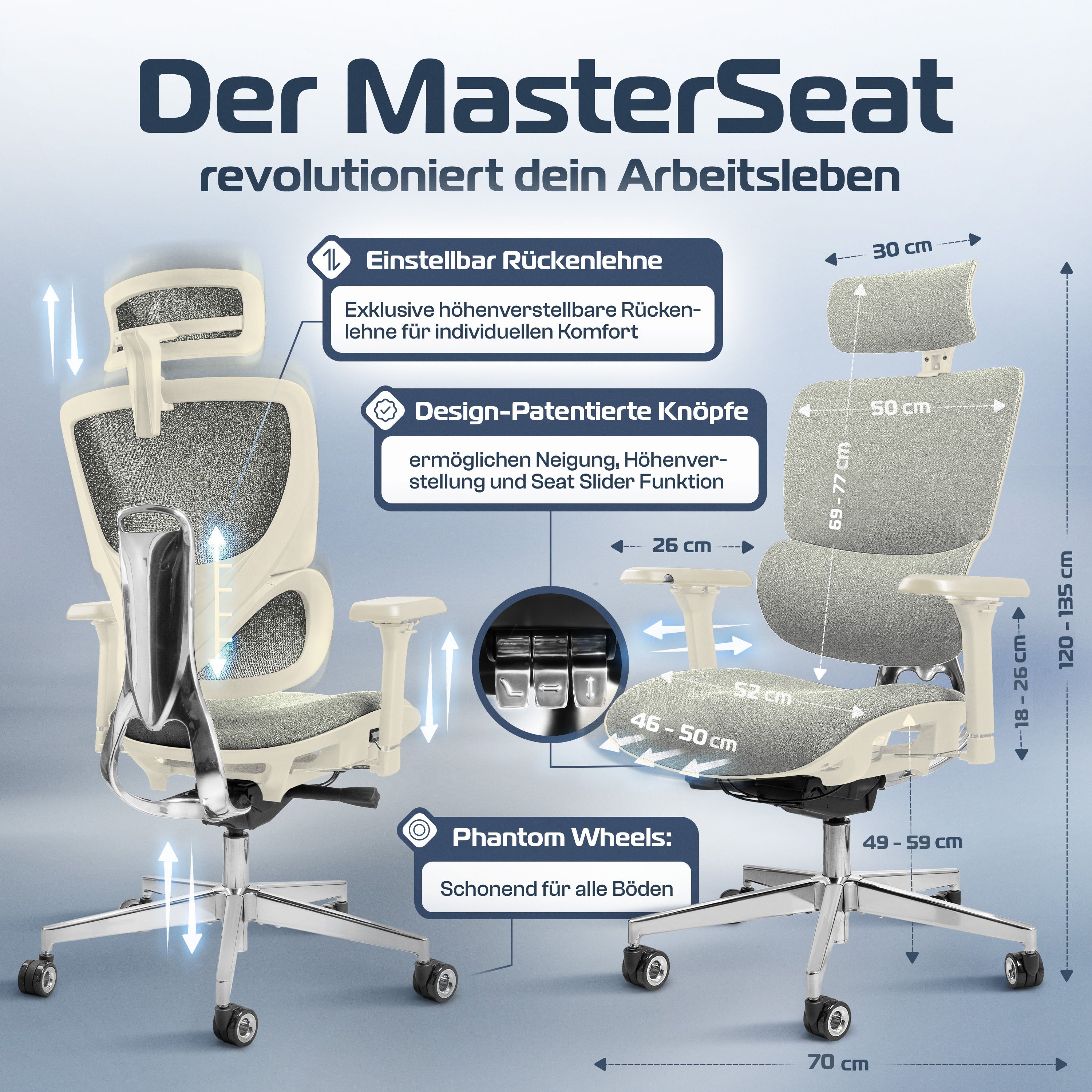 CLOUVOU MasterSeat – Ergonomischer Bürostuhl "Sitzen wie ein König – Komfort neu definiert" - Clouvou