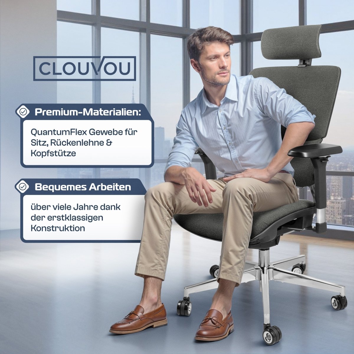 CLOUVOU MasterSeat – Ergonomischer Bürostuhl "Sitzen wie ein König – Komfort neu definiert" - Clouvou