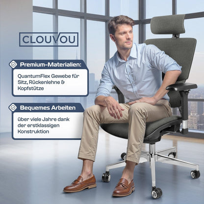 CLOUVOU MasterSeat – Ergonomischer Bürostuhl "Sitzen wie ein König – Komfort neu definiert" - Clouvou