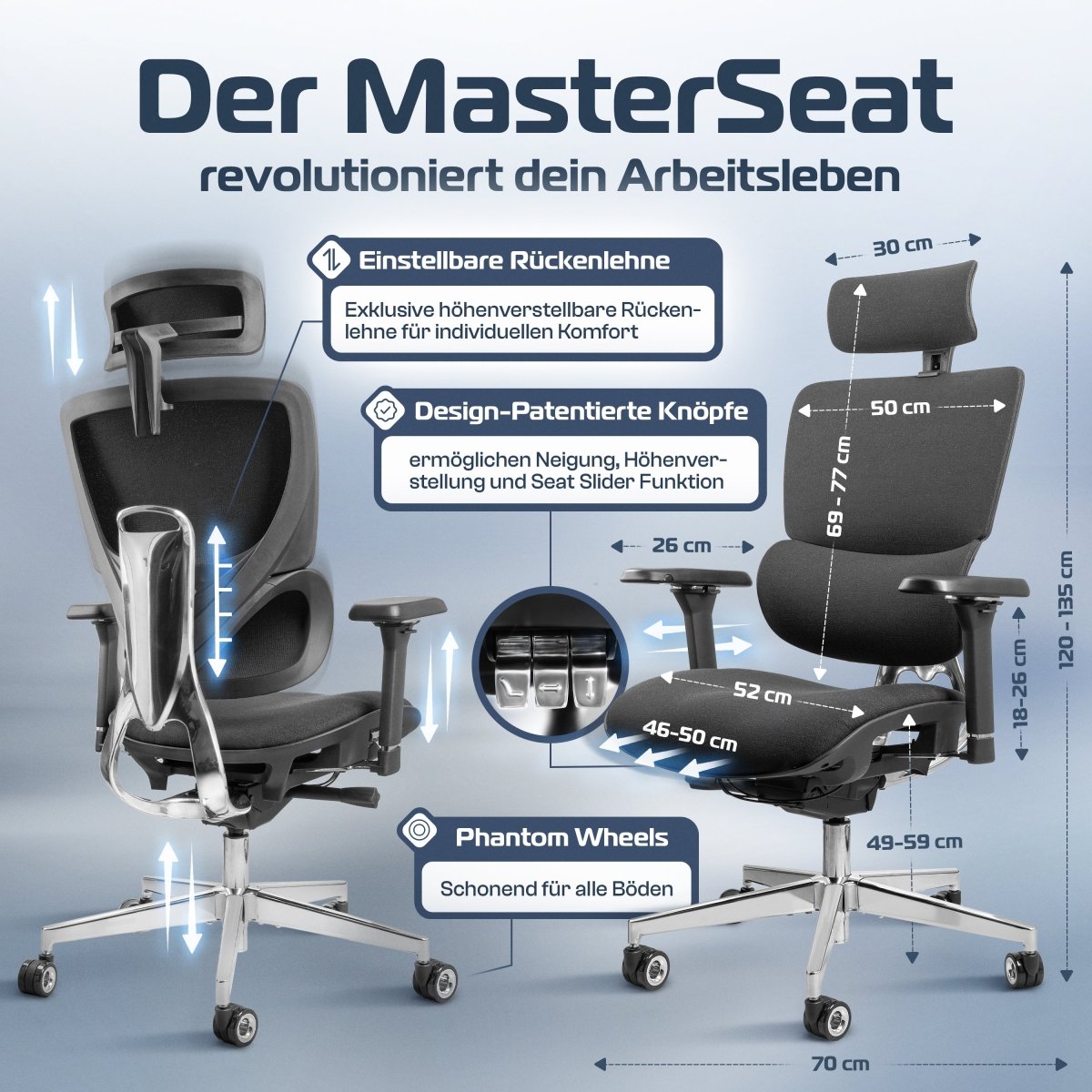 CLOUVOU MasterSeat – Ergonomischer Bürostuhl "Sitzen wie ein König – Komfort neu definiert" - Clouvou