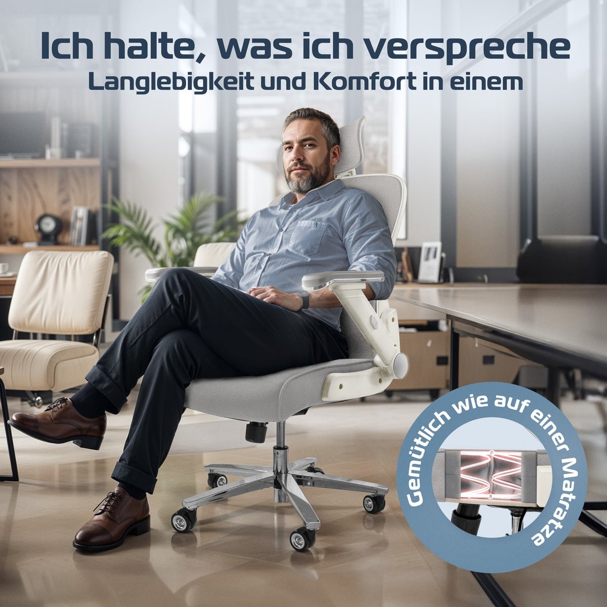 CLOUVOU PowerSeat - Ergonomischer Bürostuhl „ Extra breit gebaut und weich wie auf einer Matratze“ - Clouvou