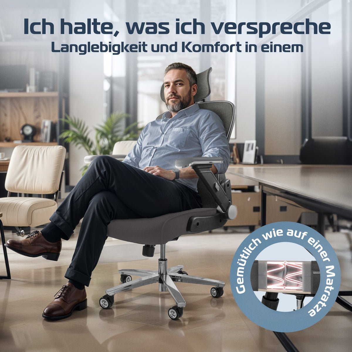 CLOUVOU PowerSeat - Ergonomischer Bürostuhl „ Extra breit gebaut und weich wie auf einer Matratze“ - Clouvou