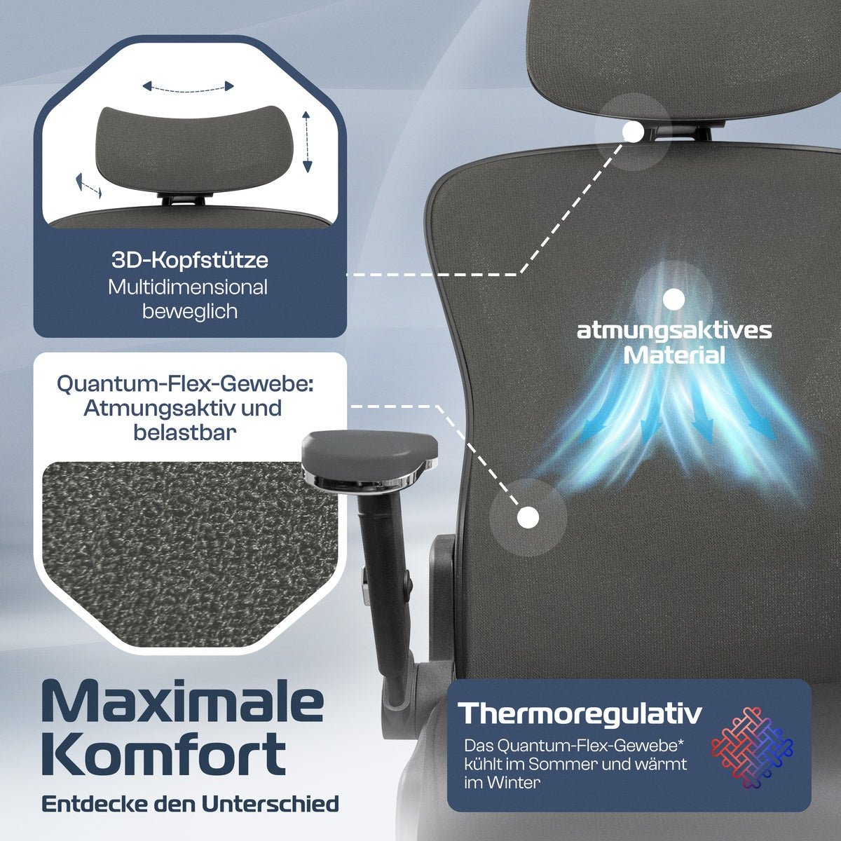 CLOUVOU PowerSeat - Ergonomischer Bürostuhl „ Extra breit gebaut und weich wie auf einer Matratze“ - Clouvou