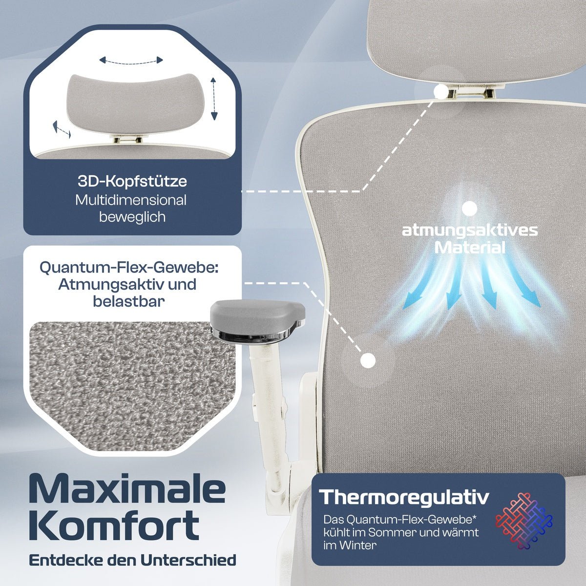 CLOUVOU PowerSeat - Ergonomischer Bürostuhl „ Extra breit gebaut und weich wie auf einer Matratze“ - Clouvou