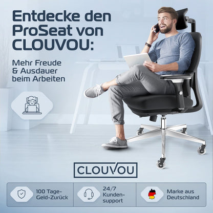 CLOUVOU ProSeat – Ergonomischer Premium Bürostuhl - Clouvou Creme