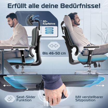 CLOUVOU ProSeat – Ergonomischer Premium Bürostuhl - Clouvou Creme