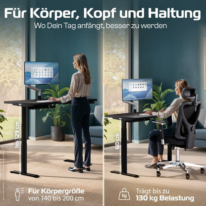 MasterDesk – Premium höhenverstellbarer Schreibtisch mit Dual - Motor - Clouvou 160 x 80cm
