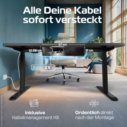 MasterDesk – Premium höhenverstellbarer Schreibtisch mit Dual - Motor - Clouvou 160 x 80cm