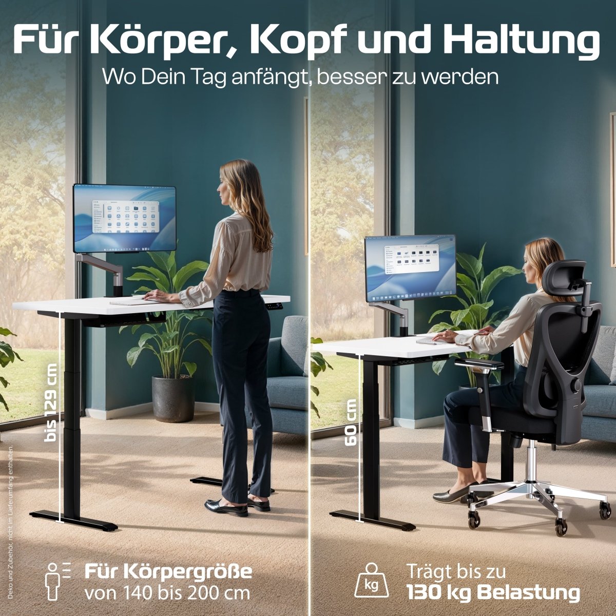 MasterDesk – Premium höhenverstellbarer Schreibtisch mit Dual - Motor - Clouvou 160 x 80cm