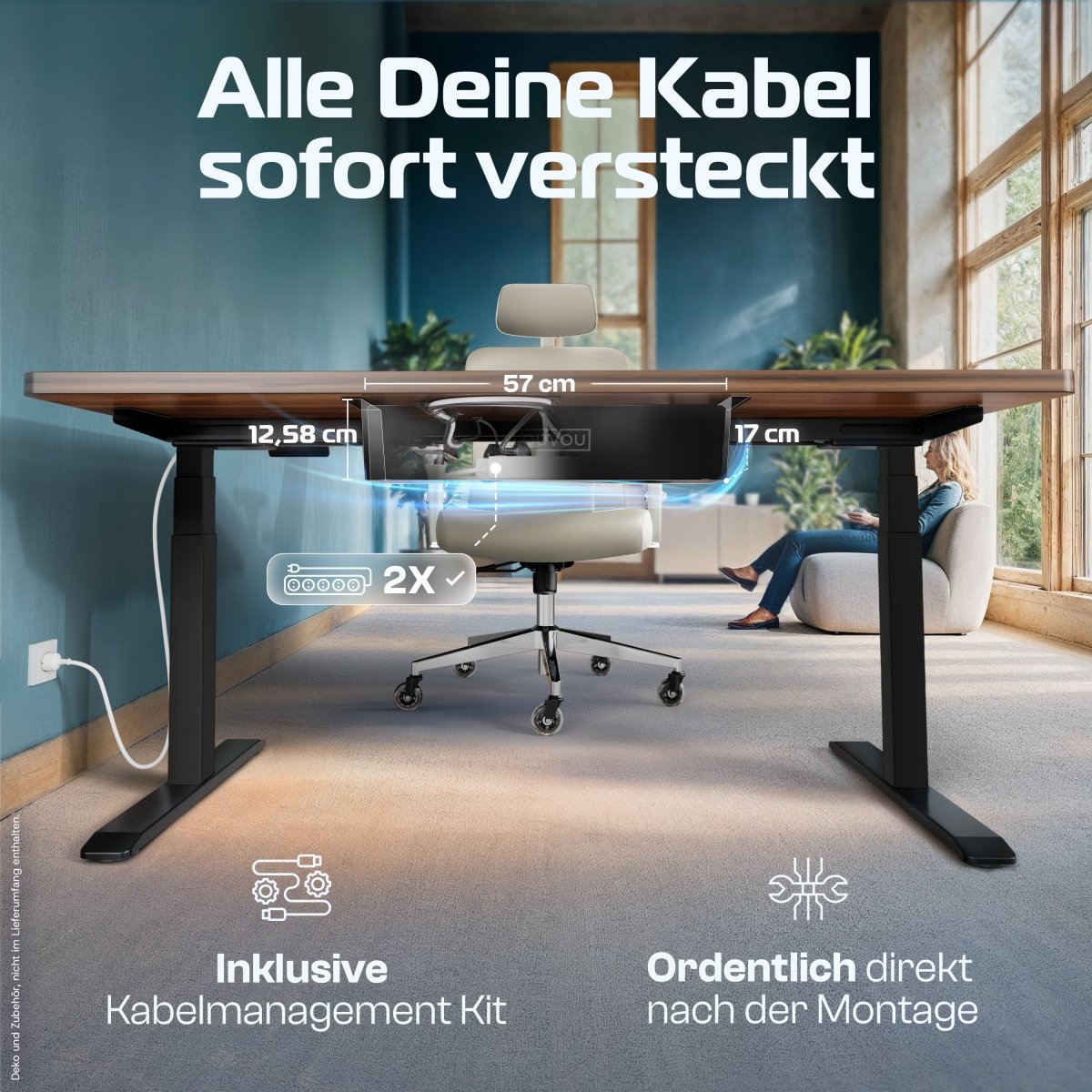 MasterDesk – Premium höhenverstellbarer Schreibtisch mit Dual - Motor - Clouvou 160 x 80cm